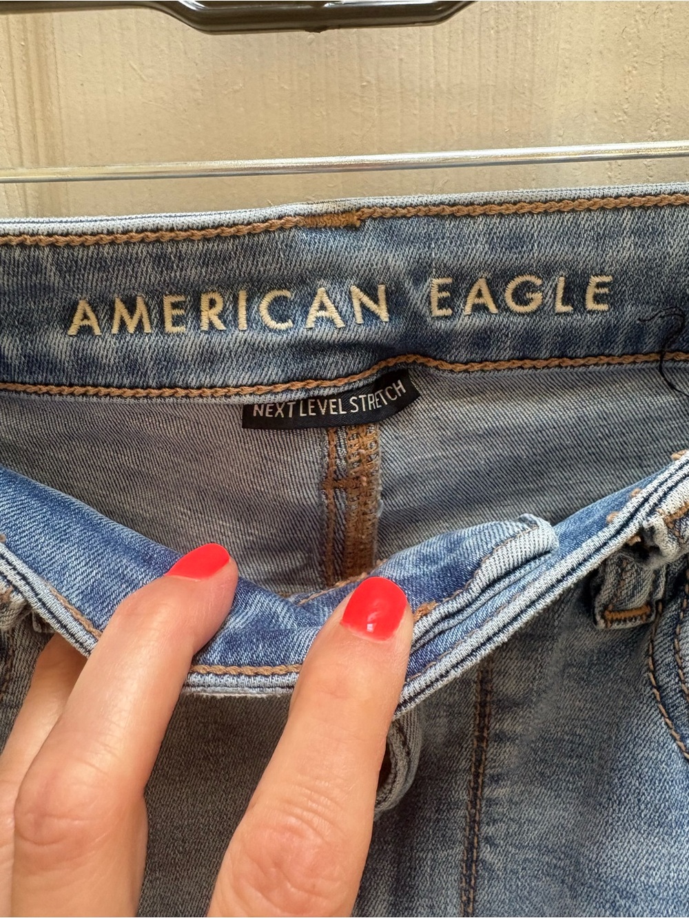 American Eagle Outfitters Light Blue Distressed Flared Jeans - Picture 2 of 5